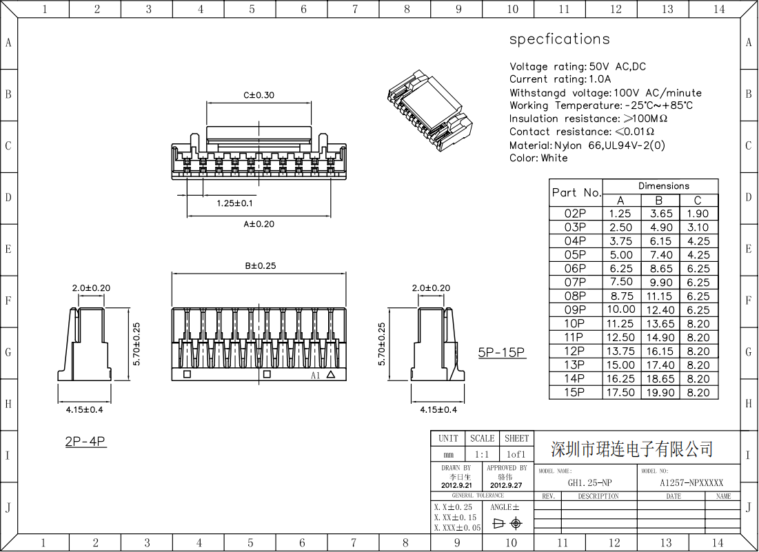間距1.25-GH 間距1.25-GH